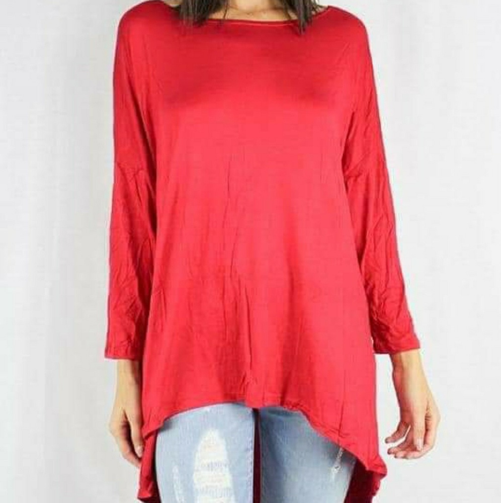 LONG SLEEVE RELAXED FIT HI-LOW TOP
